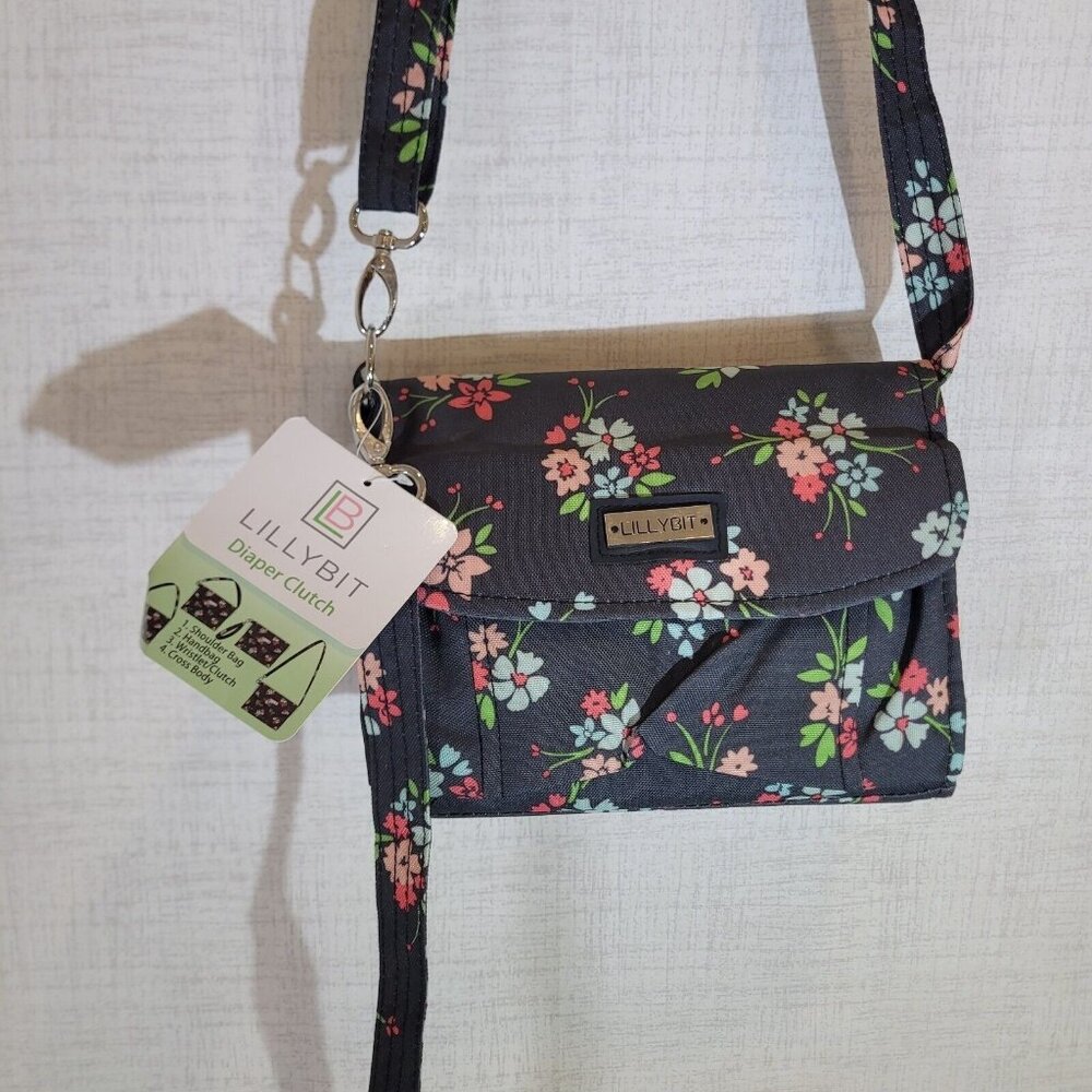 NWT LillyBit Floral Diaper Bag Organizer Crossbody Wristlet Clutch Baby Bag - Picture 2 of 6
